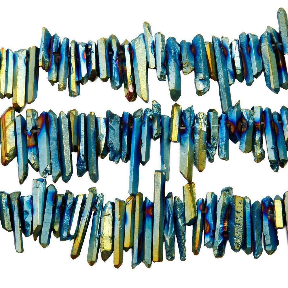 9680 Rock Quartz Crystal Points Loose Beads for Jewelry Making, Titanium